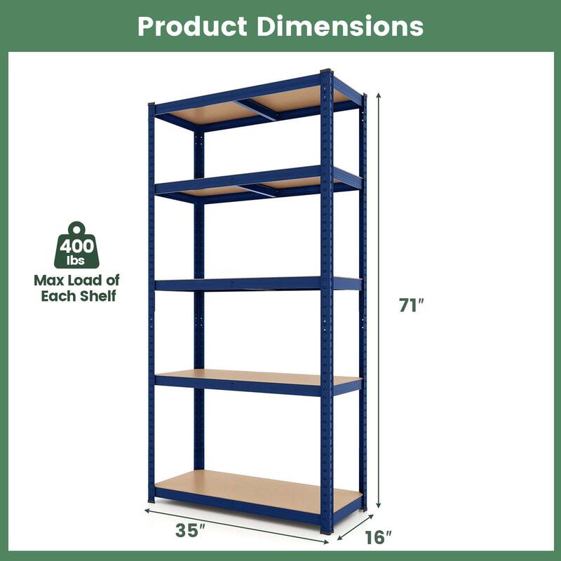 Costway 5 Tier Adjustable Garage Shelving Unit with 2000 lbs Max Load - See Details
