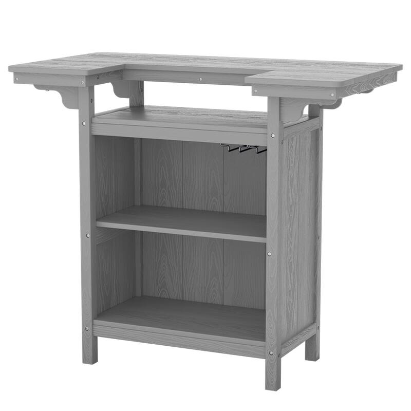 HDPE Indoor/Outdoor Bar Table with Storage Shelves