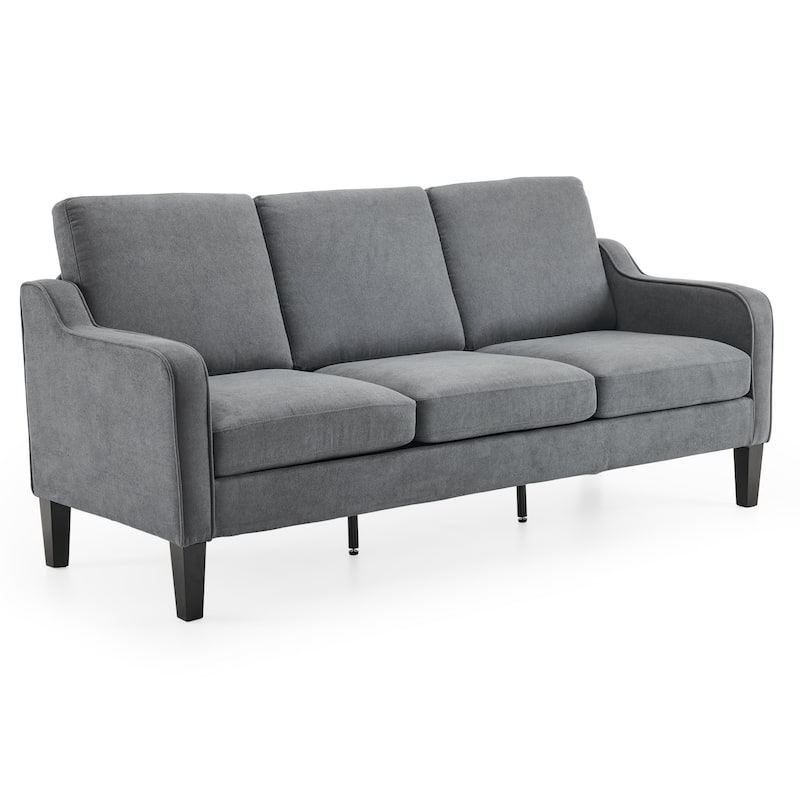 Erommy 3 Seat Sofa, 72" Sofa Couch for Living Room, Modern Fabric Couch with 4 Wood Legs, 2 Metal Support Rods for Bedroom