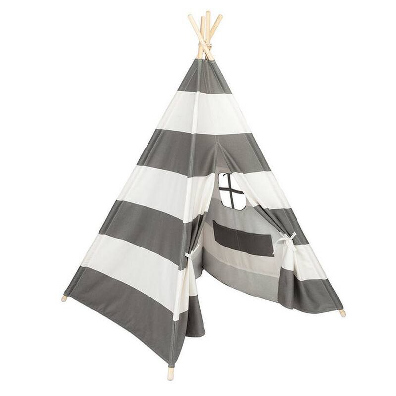 Natural Cotton Canvas Teepee Tent for Kids Indoor & Outdoor Use - 2pc