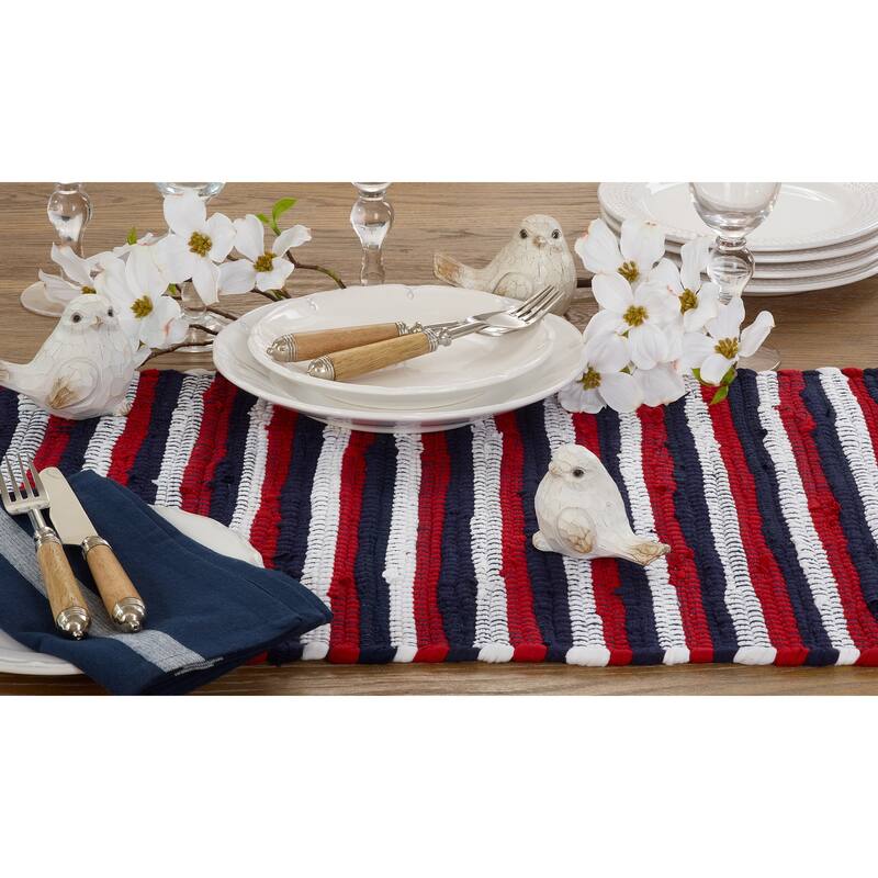 Chindi Table Runner With Striped Patriotic Design