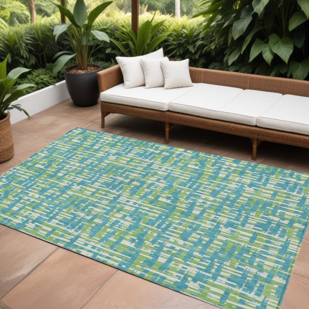 HomeRoots Abstract Transitional Rectangle Outdoor Rug