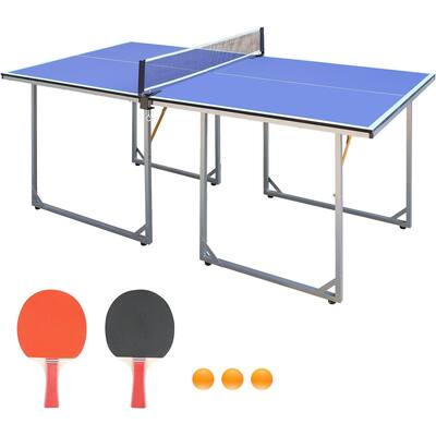 6FT Mid-Size Table Tennis Game Set - Portable Indoor & Outdoor Ping Pong Games Table - B