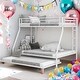 preview thumbnail 2 of 7, Twin over Full Bed Bunk Bed with Twin Size Trundlle, Two-Side Ladders,White