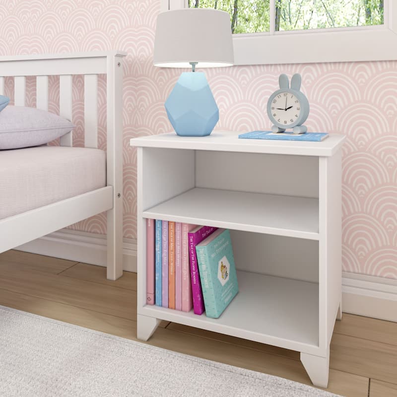 Max and Lily Nightstand with Shelf - White