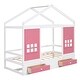 preview thumbnail 22 of 24, Twin Size Pine Wood House Bed with 2 Drawers for Kids Boys Girls