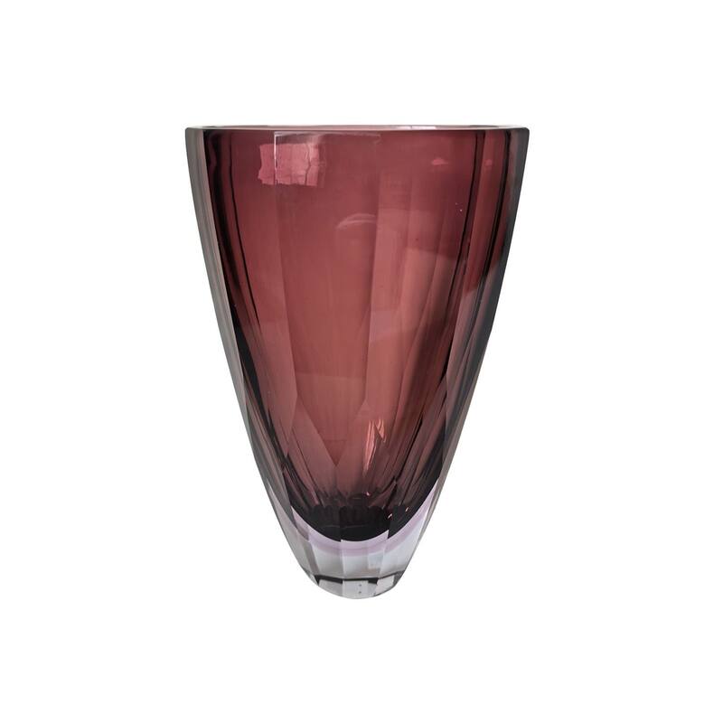 Heavy Cut Glass Vase in Plum