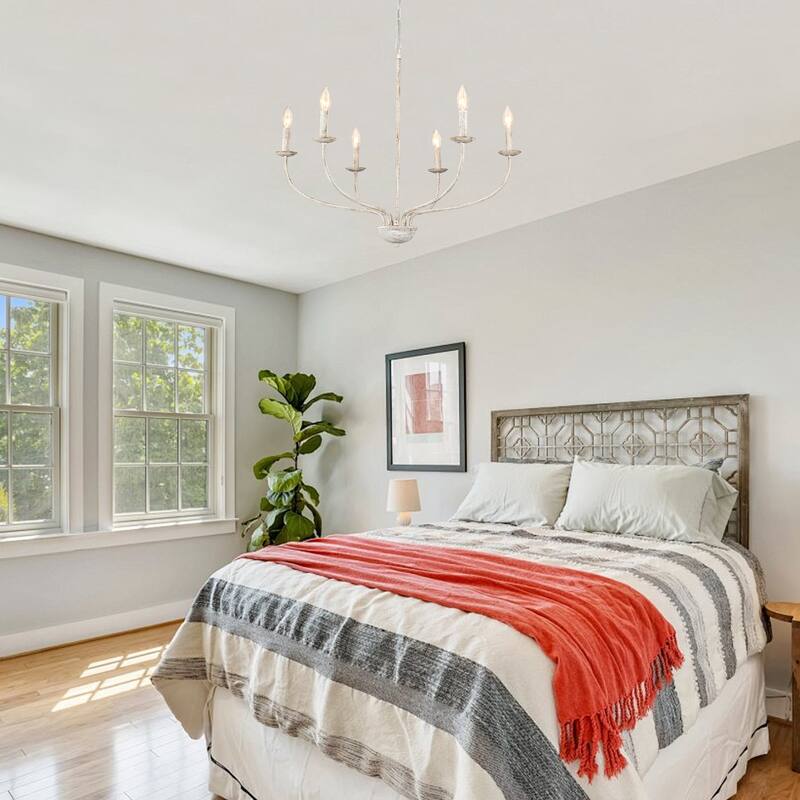 6-Light Farmhouse Candle Chandelier Modern Hanging Lamp for Living Room Kitchen Hallway Entryway - N/A