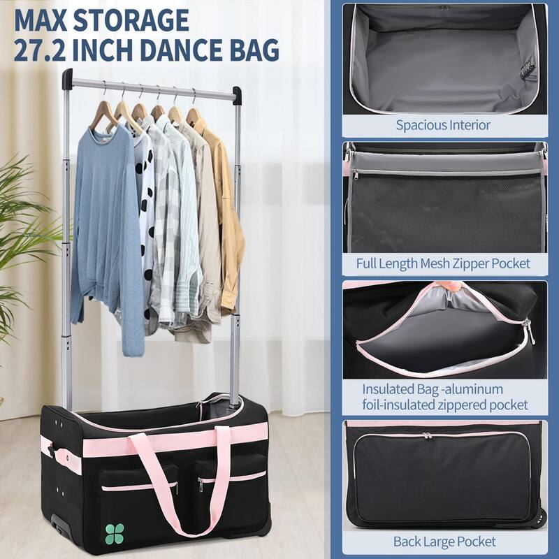 DoCred Suitcase Sets with Garment Rack and Wheel, Dance Bag