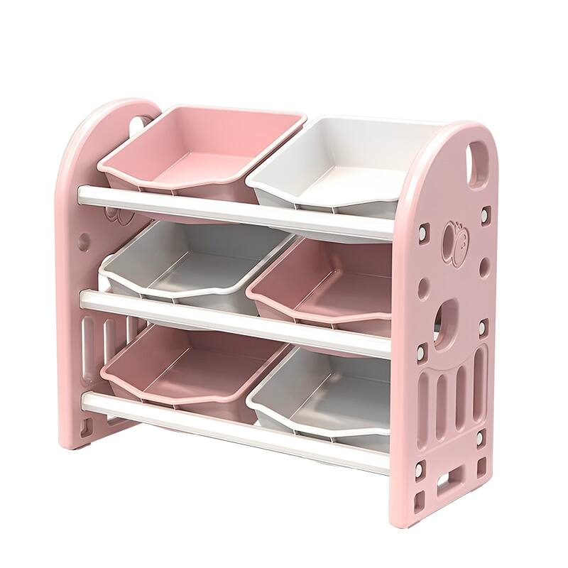 Kids Toy Storage Organizer with 6 Bins, Nursery Organizer Cabinet Unit with Shelf and Bins for Playroom, Bedroom, Living Room