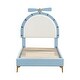 preview thumbnail 7 of 11, Upholstered Platform Bed with Alarm Clock Shaped Velvet Headboard, Cute Bed Frame with Wooden Slats Support for Kids