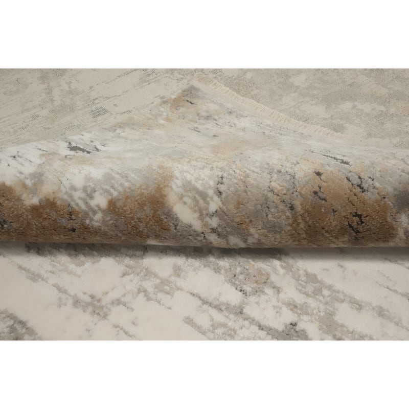 Machine Made Oriental Polyester Carpet Modern Abstract Beige & Ivories Abstract Area Rug - 7' 5'' X 5' 2''