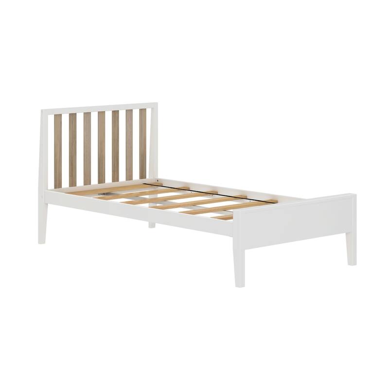 Max and Lily Scandinavian Twin-Size Bed with Slatted Headboard