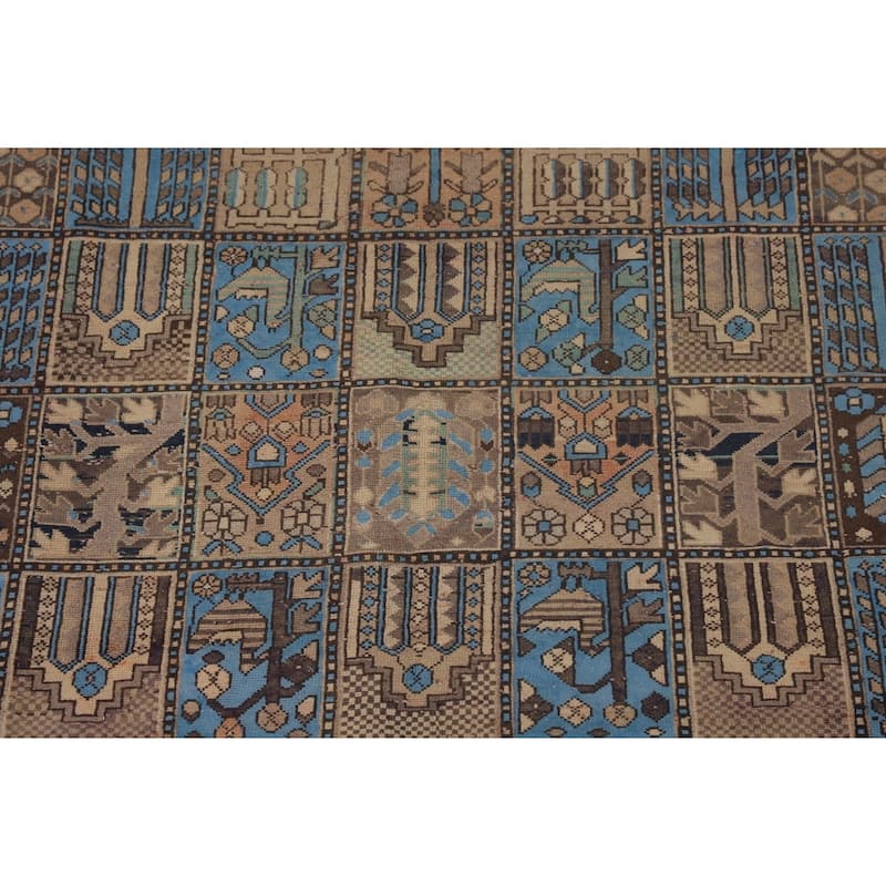 Garden Design Bakhtiari Persian Vintage Rug Handmade Blue Wool Carpet - 6'11"x 10'2"