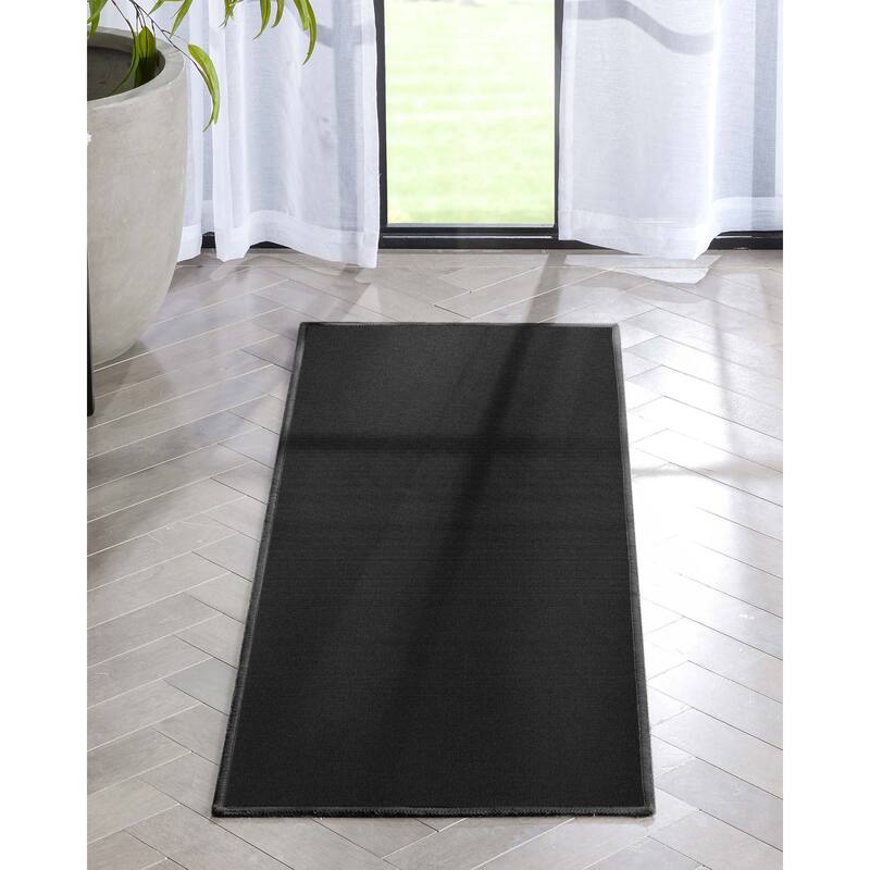 Well Woven Plain Solid Modern Flat-Weave Area Rug - 2' 3" x 7' 3" - Black - Runner