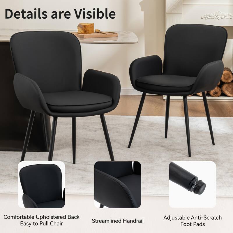 Set of 2 Cat-Scratch Resistant Dining Chairs with Gold Metal Legs