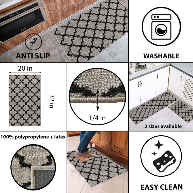 Wool Effect Arabesque Kitchen Mat