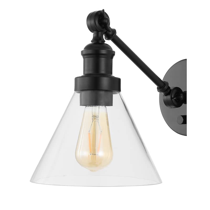 Cowie 8" Iron/Glass Adjustable LED Wall Sconce, Oil Rubbed Bronze by JONATHAN Y