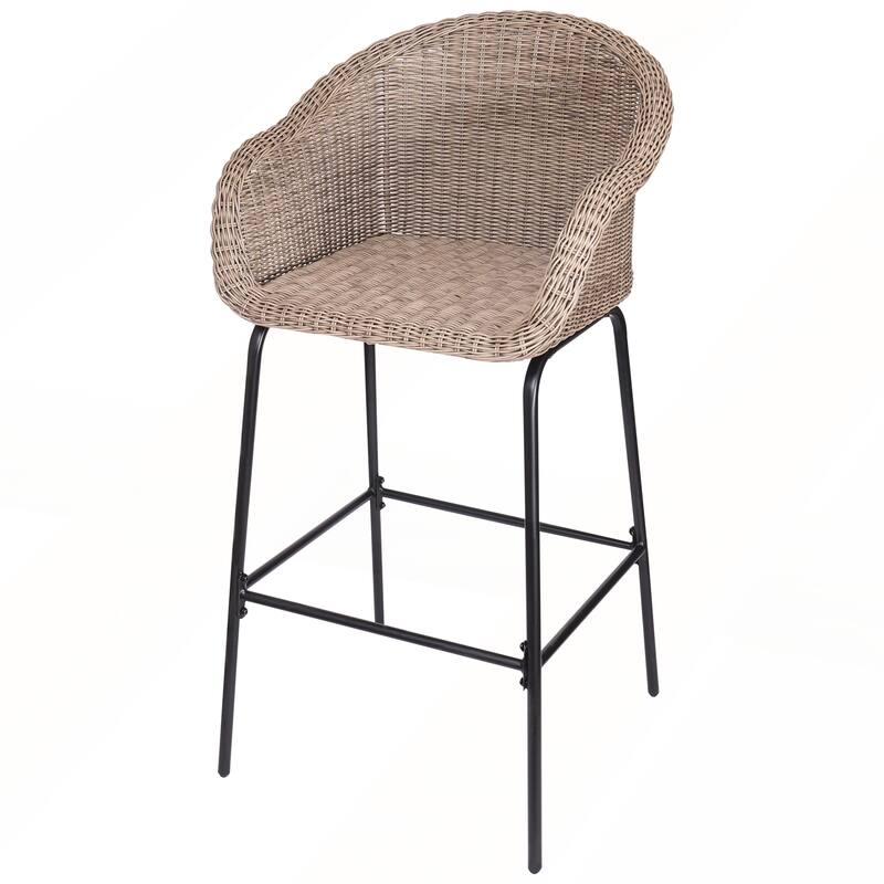 Outdoor Metal Wicker Barstool Set of 2
