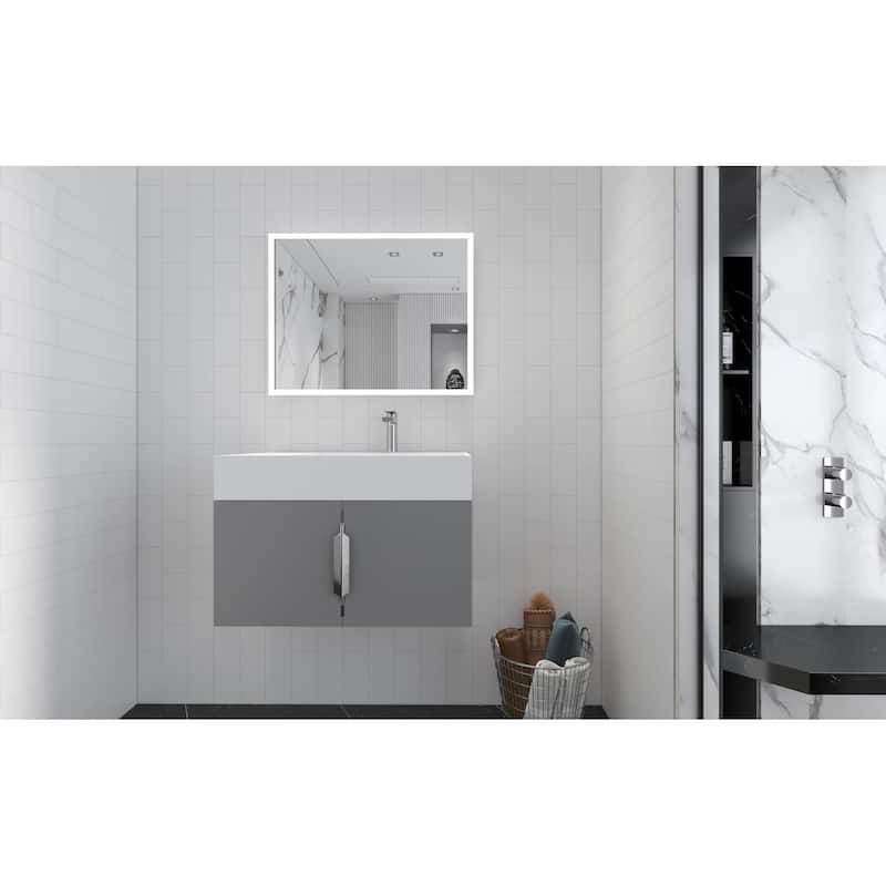 Amazon 30" Wall Mounted Bathroom Right Basin Vanity Set w/ White Top