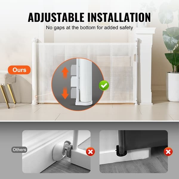 dimension image slide 5 of 9, Mesh Foldable Wide Retractable Baby Gate Suitable for Playrooms Kitchens Or Hallways