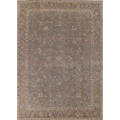 Floral Tabriz Vintage Persian Rug Hand-Knotted Wool Carpet - 9'6" x 12'5"