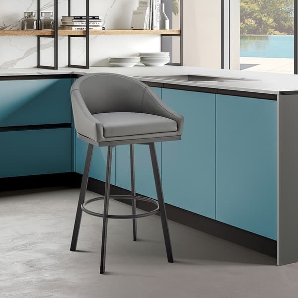 Eleanor Black or Brushed Stainless Steel Swivel Counter or Bar Stool