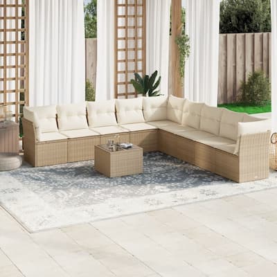 vidaXL Garden Sofa Set Beige, Cream White - 113.8 x 113.8 x 27.2