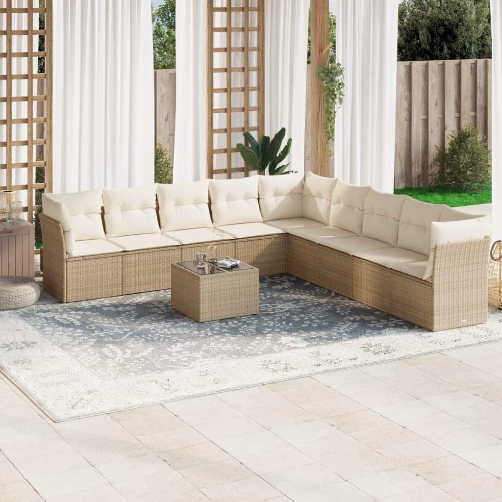 vidaXL Garden Sofa Set Beige, Cream White - 113.8 x 113.8 x 27.2