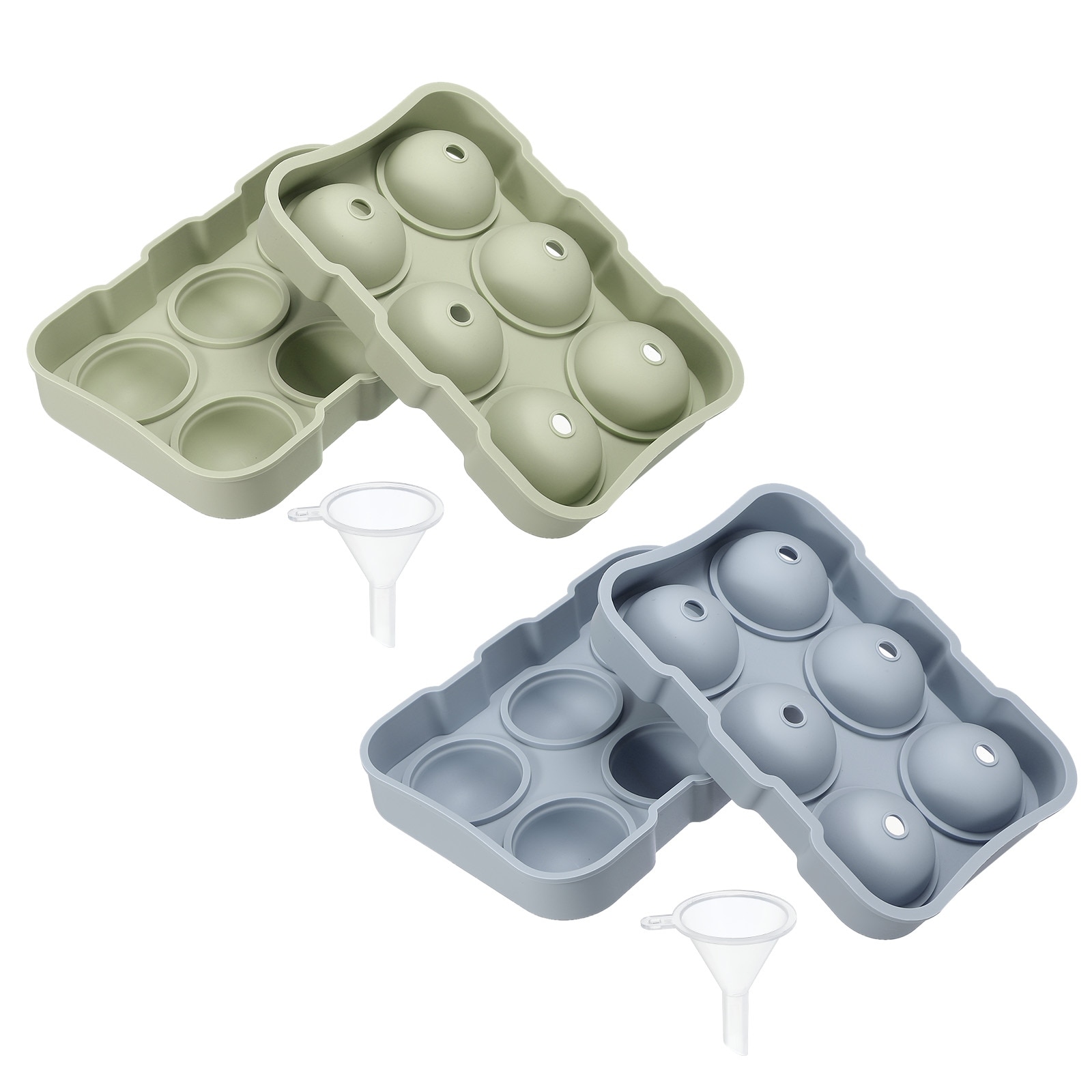 Unique Bargains 6x2 inch Ice Ball Maker,Set of 2 Round Ice Tray for Cocktails(Green,Blue) - Green,Blue