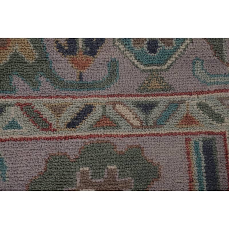 Floral Purple Oushak Area Rug Handmade Wool Carpet - 8'1"x 9'11"
