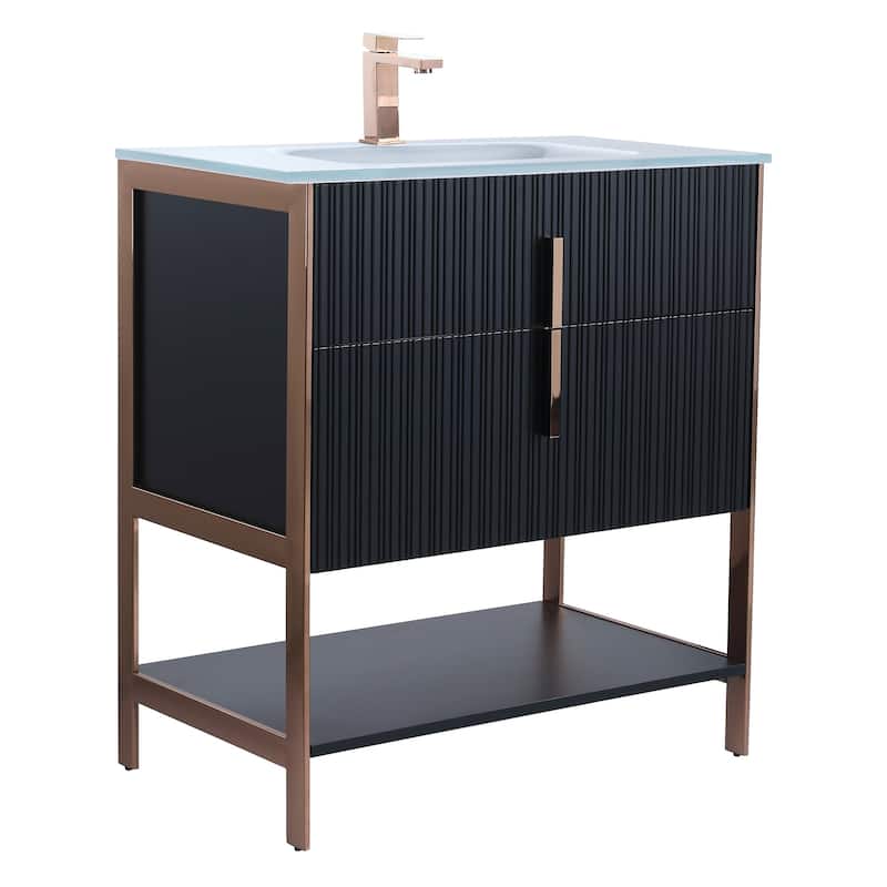 Fine Fixtures Serenity Modern Bathroom Vanity with White Glass Top