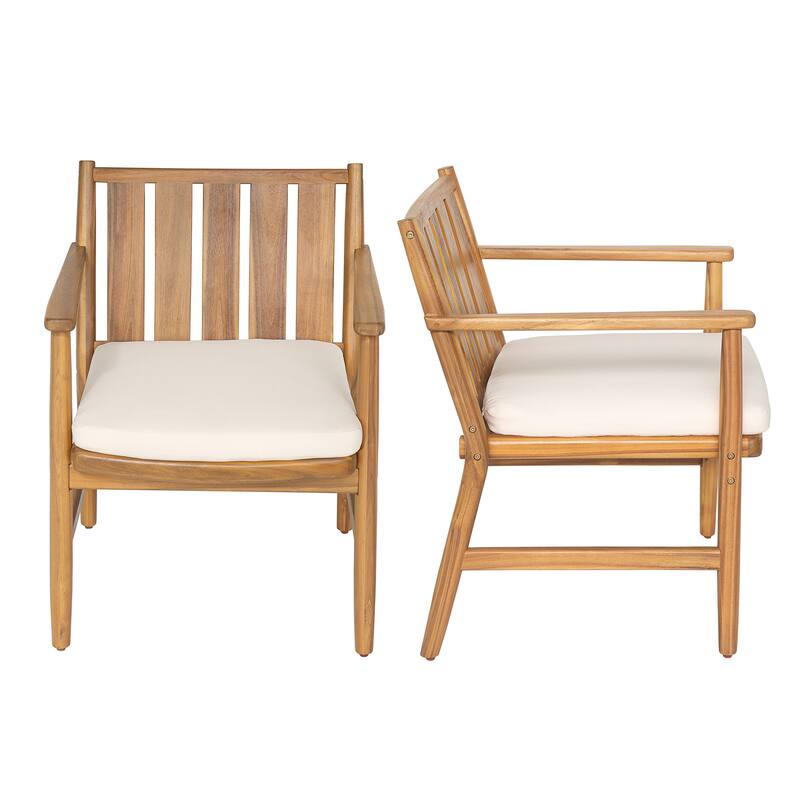 Christopher Knight Home - Modern Outdoor Acacia Wood Dining Chair Set with Weather-Resistant Frame (Set of 2)