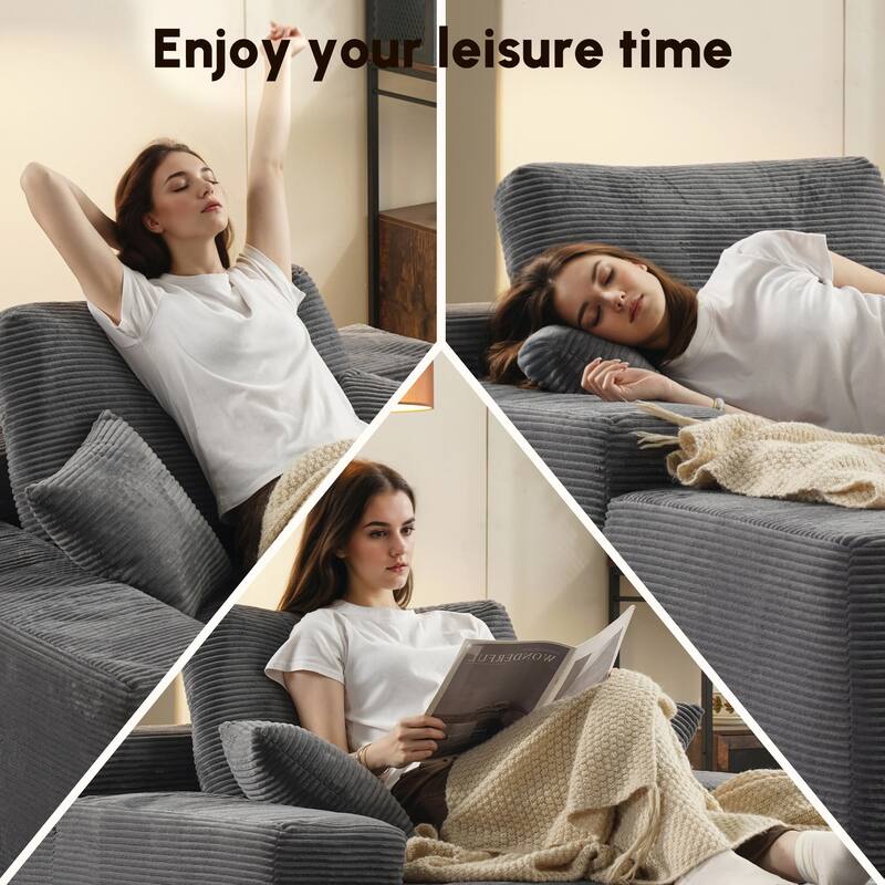 HOOOWOOO Modern Upgraded Fabric Sofa Chaise Lounge