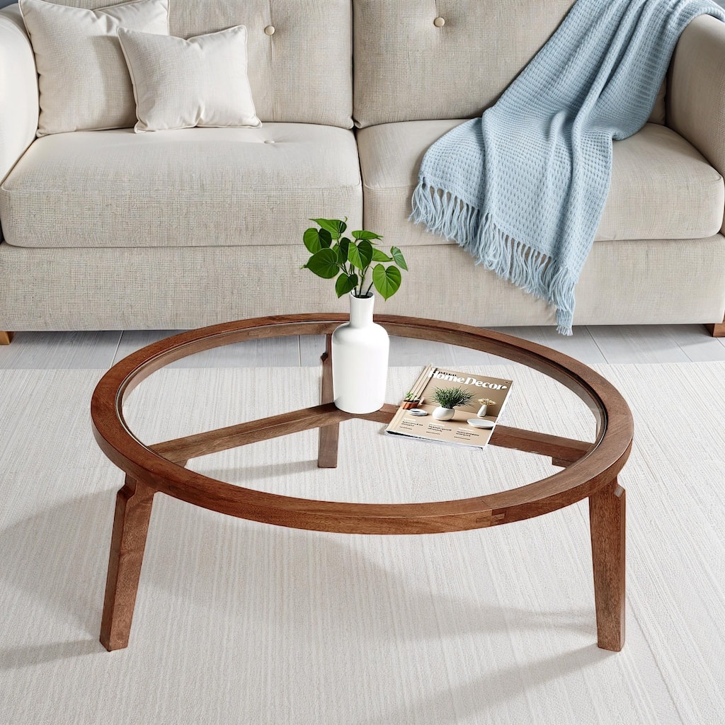 Warren Coastal Wood Coffee Table with Storage Shelf, 22"W x 45"L x 18"H, White Wash Finish by Sevita - 22"W x 45"L x 18"H