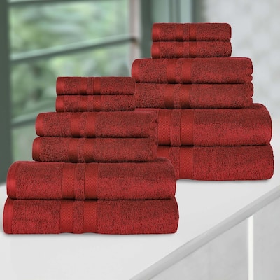 Superior Ultra-Soft Cotton Solid Quick-Drying 12 Piece Towel Set