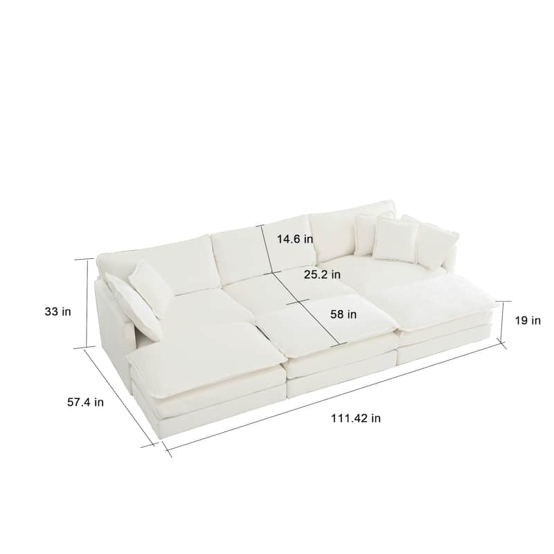 Modern Modular Sectional Sofa with Chenille Upholstery and Configurable Cushions for Living Room and Guest Room