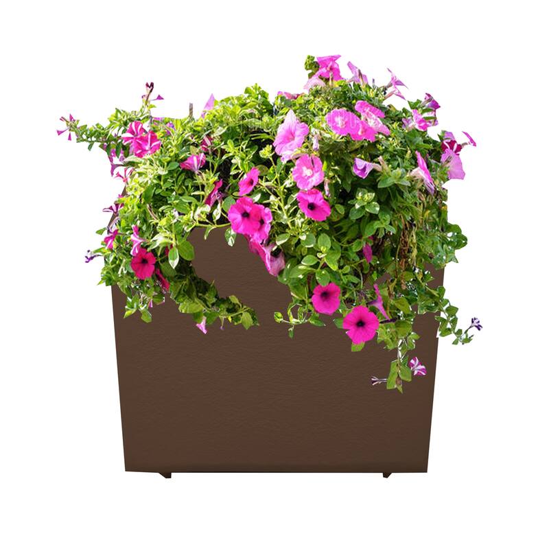 Modern Square Cast Aluminum Metal 35-in Bird Bath and Planter Vase Combo