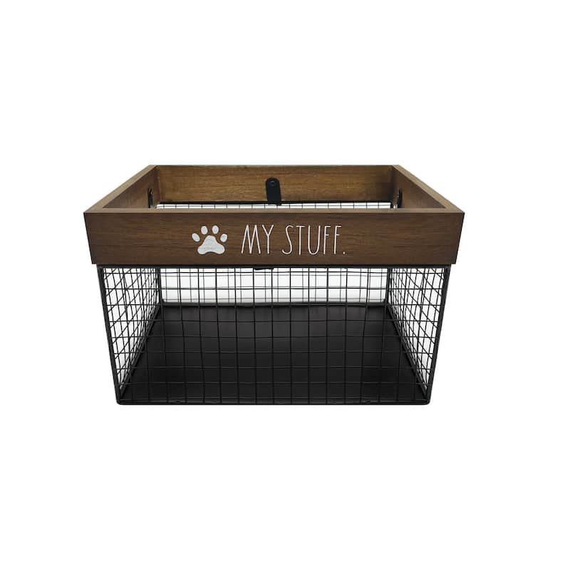 Rae Dunn Metal and Wood Pet Themed Storage Basket