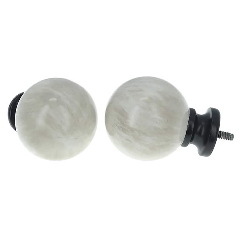 Meriville 1-Inch Diameter Single Window Curtain Rod, Spanish White Marble Ball