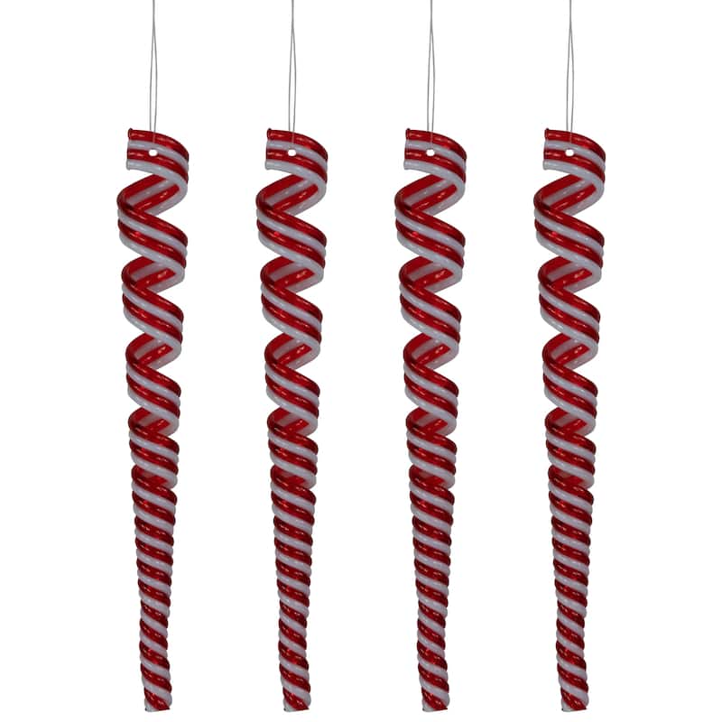 Pack of 4 Candy Curls Christmas Ornaments 7" - Red