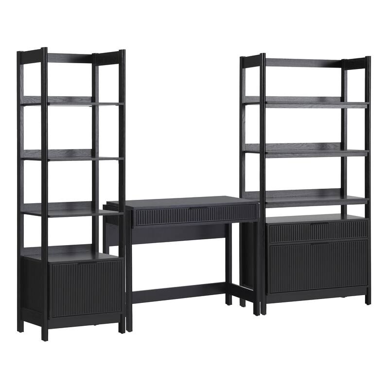 Middlebrook 3-Piece Set Writing Desk with 1 Wide and 1 Narrow Bookcase