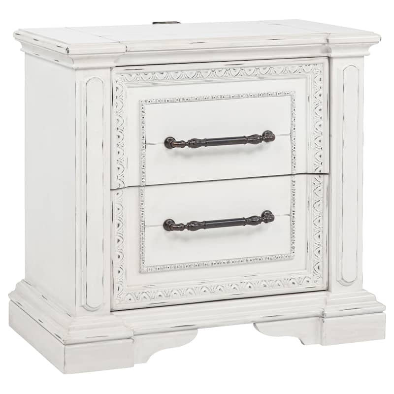 McKinney 2-drawer Nightstand with Dual USB Vintage White - Vintage White