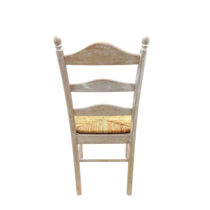 Woven Seat Ladder Back Solid Dining Chair - 38" - Driftwood Brown