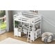 preview thumbnail 6 of 22, Full Size Loft Kids Bed Frame with U-Shaped Desk, Storage & Drawers, White