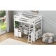 preview thumbnail 6 of 22, Full Size Loft kids Bed Frame with U-Shaped Desk, Storage Shelves, Cabinet & 2-Drawers, Safety Guardrails for Bedroom, White