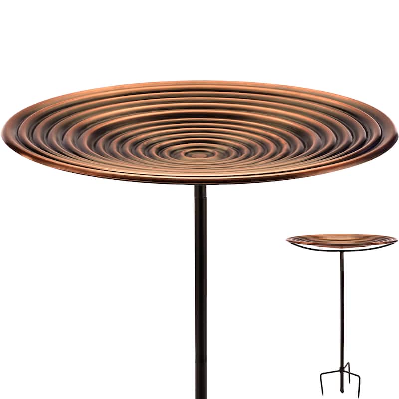 20" Bronze Ripples Bird Bath with Garden Pole