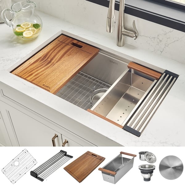 Zenuw Ongeldig Riskant Ruvati 28-inch Workstation Ledge Undermount 16 Gauge Stainless Steel  Kitchen Sink Single Bowl - RVH8309 - 26-1/2? x 16? - Overstock - 26959123