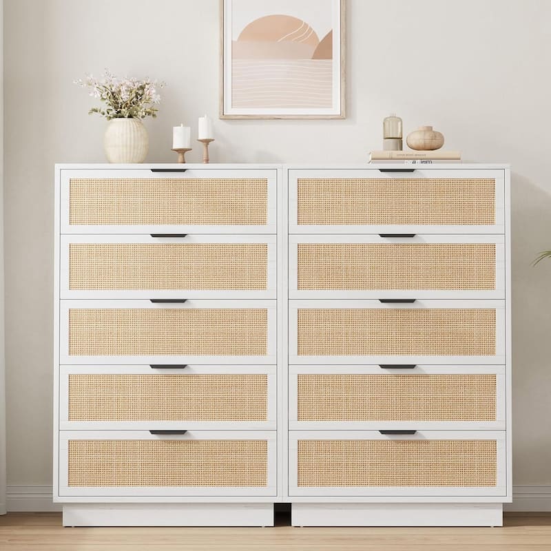 5 Drawer Rattan Dresser for Bedroom