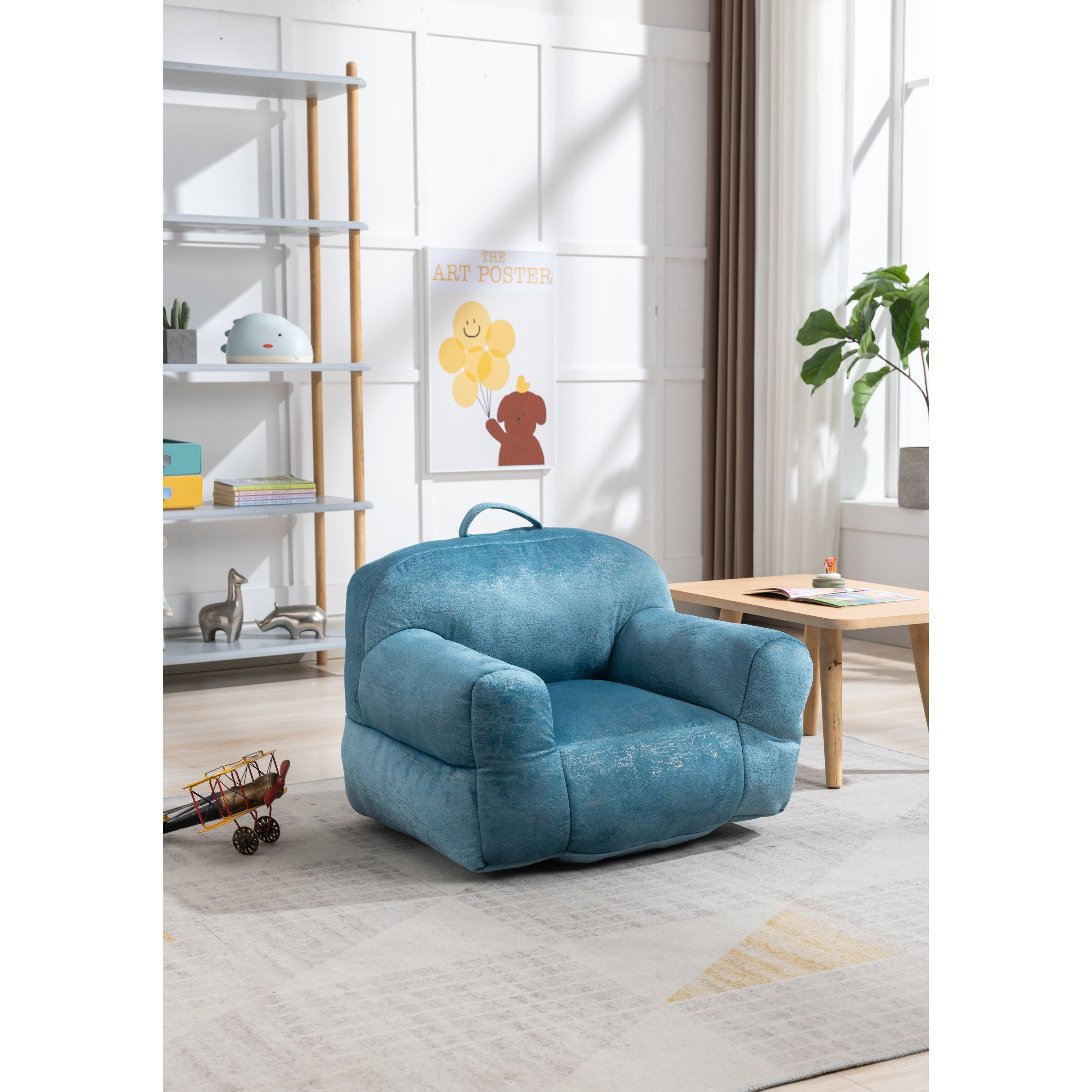 Kid s Bean Bag Chair Velvet Fabric Memory Sponge Stuffed Bean Bag